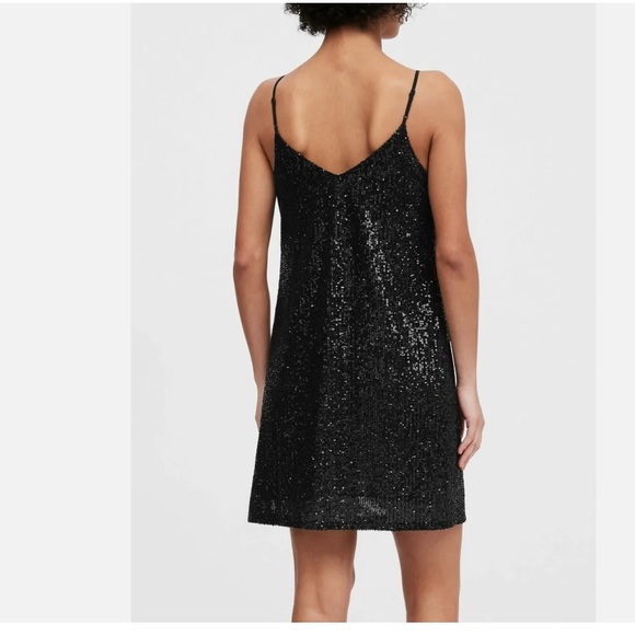 Banana Republic black sequin slip dress, size 12. EUC - Picture 6 of 6